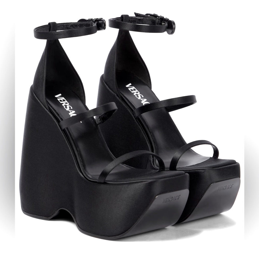 Versace Triplatform satin platform sandals